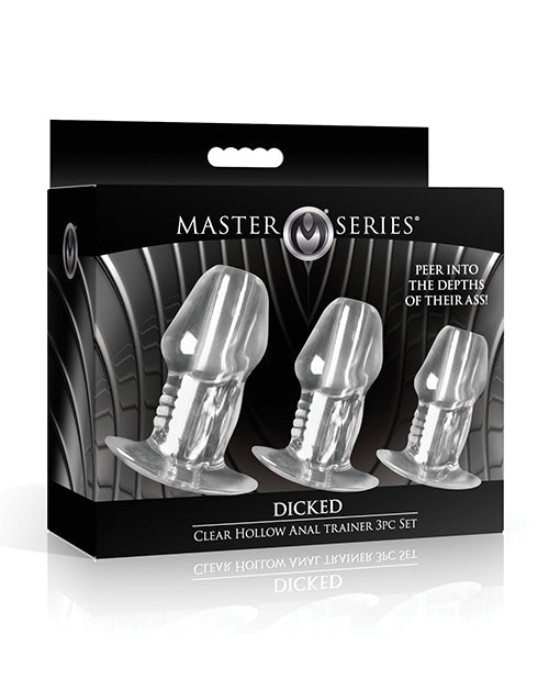 Master Series – Dicked Clear Hollow Anal Plug 3 pc Set