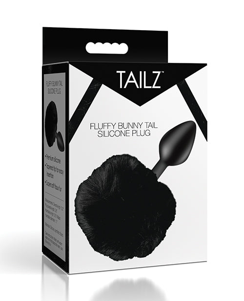 Tailz Fluffy Bunny Tail Silicone Plug – Black