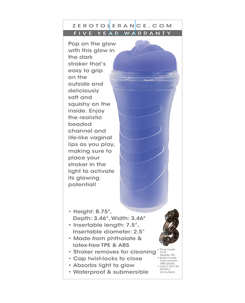 Zero Tolerance Pop On the Glow Realistic Vagina Stroker - Glow in the Dark - Image 6